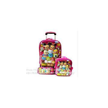 3D EVA Trolley School Backpack set,wheeled Rolling bag, three piece with lunch bag,pencil box