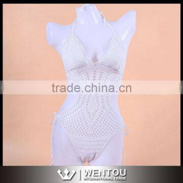 Handmade White Crochet Monokini Swimwear