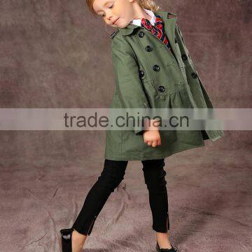 Latest Fashion Firls Clothing Double Buckle Long Sleeve Girls Trench Coat photo-5