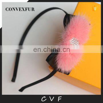 Fur accessory real mink fur hair hoop for kids fur fashion hair charm