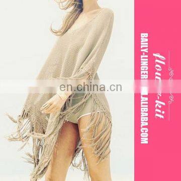 Women Sexy Crochet Tassel Cloak Swimwear Bikini Cover Up Knit Beach Dress