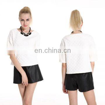 Wholesale Latest Design Fashionable White Mature Ladies Short Sleeve Blouse