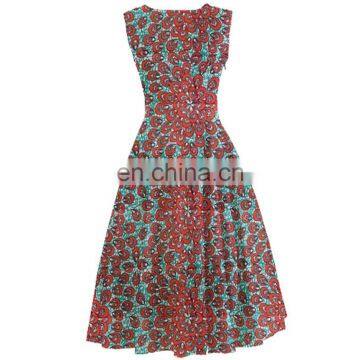 Chinese clothing manufacturer african wax floral print cotton fabric women's maxi dresses