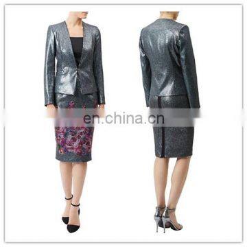 Wholesale Manufacturer 100% polyester Feminine V-neckline Sequins Women Jackets (16110501)