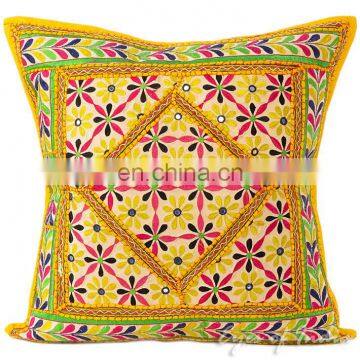 24" Large Yellow Decorative Throw Pillow Cushion Cover Indian Bohemian Decor