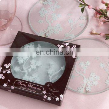 Cherry Blossom Frosted Glass Coasters