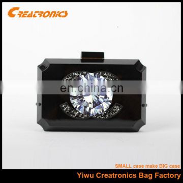 Hard box clutch purse acrylic clutch bags with shiny diamond