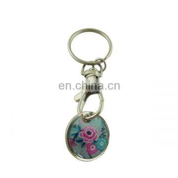 custom metal printed with epoxy own design keyring holder trolley token