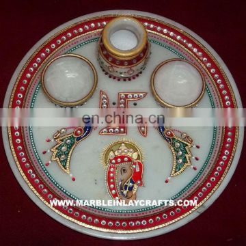 Decorative Marble Plate With Gold Painting, Corporate Gift