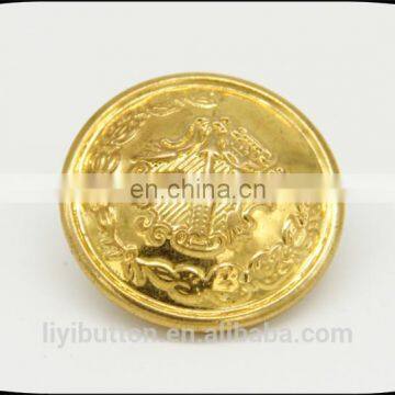 25mm hanging golden embossed logo with brass loop buttons/ sewing button for decoration