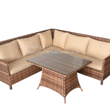 L shaped outdoor full fabric cover sofa set sectional furniture waterproof