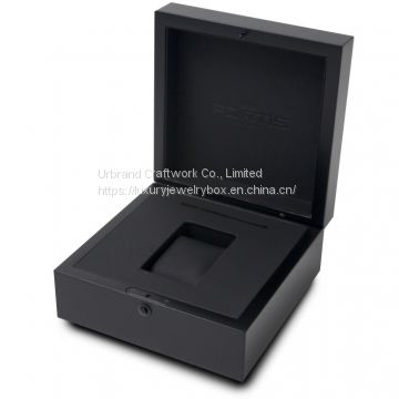 Custom Matte-finished wooden watch box handmade wooden watch packaging box with button lock