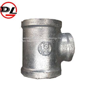 malleable iron pipe fittings galvanized reducing tee