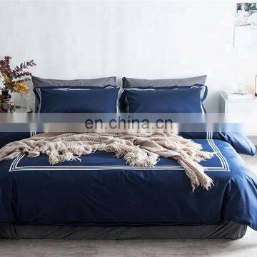 Hot Sales Home Luxury Wedding Navy Bed Sheet Bedding Set Factory Cotton/Microfiber photo-4