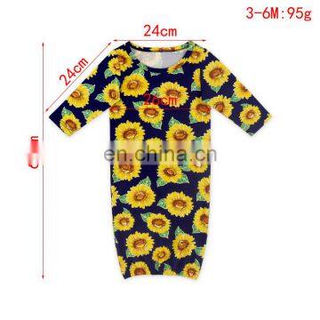 Cute Floral Print Infant Baby Sleeping Bag Long Sleeve Children Clothing and Headband 2pcs Sleeping Bag Baby Gown Set photo-3