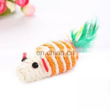 New Grinding Claw Sisal Mouse Shaped Cat Toy With Feather Tail Funny photo-6