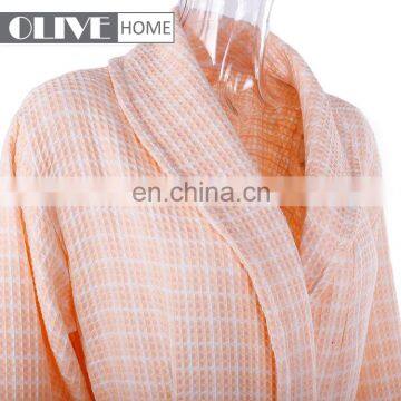 2018 Spring New 100 Cotton Quilted Yarn Dyed Waffle Bathrobes Women Wholesale Hotel Bathrobe photo-6