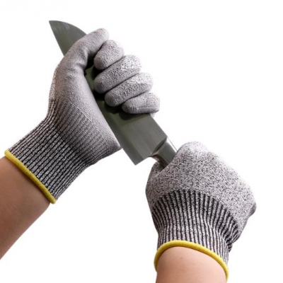 Cut Resistant Level 5 HPPE Liner PU Coated Anti Cut Gloves with CE EN388 4543C