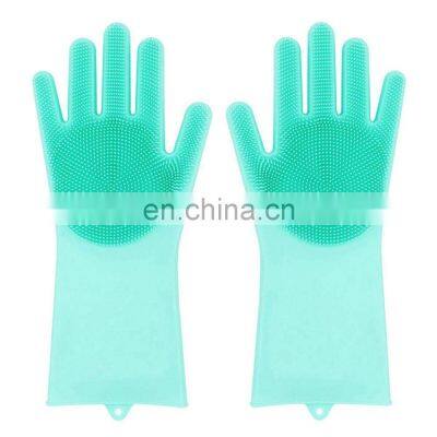 Amazon Heat Resistant Scrub Rubber Gloves Magic Diswahing Gloves Kitchen Cleaning