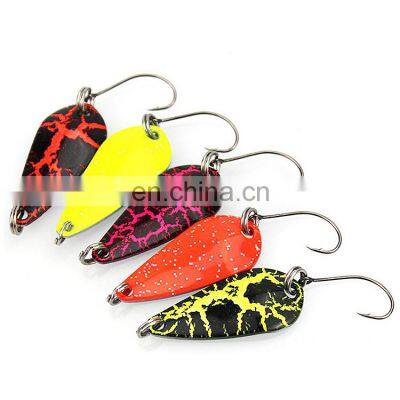 Wholesale  factory price Copper metal spoon colorful fishing  metal bait trout lures Single Hook