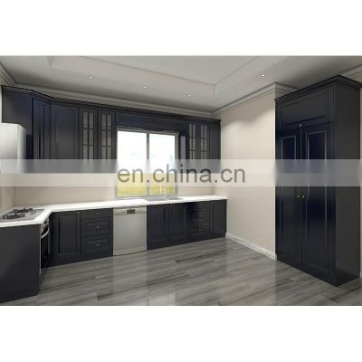 modular kitchen cabinet manufacturers wholesale dark blue solid wood kitchen cabinets