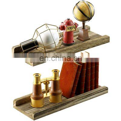 Floating Shelves Wall Mounted Set of 2 Rustic Wood Wall Shelves for Bedroom Living Room Bathroom Kitchen Office and More Black