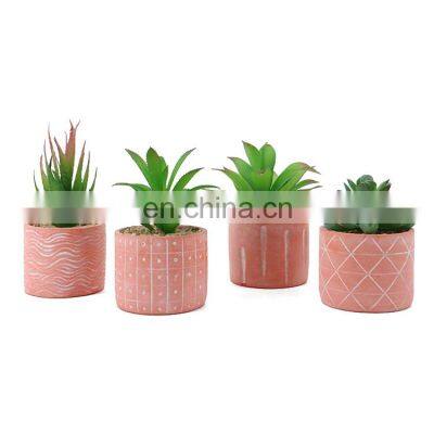 wholesale pink ceramic cheap succulent artificial potted plants bonsai