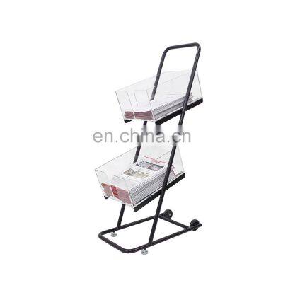 Metal Display Rack 2 Layers Acrylic Magazine Holder Brochure Holder Magazine Rack for Office photo-2