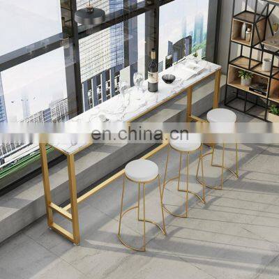 Luxury Bar desk modern marble bar table and chair high feet long narrow bar desk