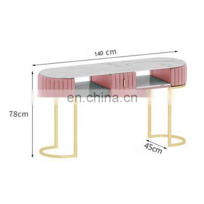 Light Luxury Internet Celebrity Marble and Wrought Iron Double-layer Nail Table and Chair Set