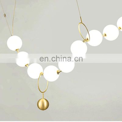 2022 Ball Point Curve Decoration LED Pendant Light Villa Living Room Art Glass Bead Modern Chandelier For Hotel