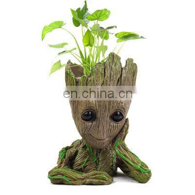 Amazon Hot Wholesale Ornaments Promotional Gifts Pvc Groot Pen Holder Groot Flower Pot