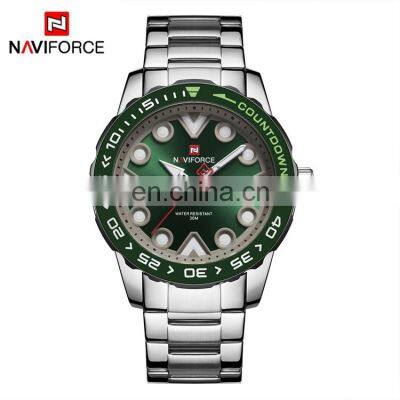 NAVIFORCE NF9178 luminous watch men day and date watches 3atm waterproof japan movt quartz watch stainless steel