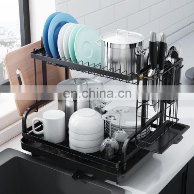 Dish Drying Rack -Multifunctional Dish Rack, Rustproof Kitchen Dish Drying Rack with Drainboard & Utensil Holder