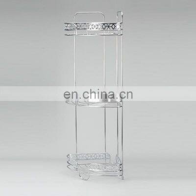 Factory Diamond Series Modern Design Iron Wire 3 Tier Standing Bathroom Storage Caddy Corner Shelf photo-3