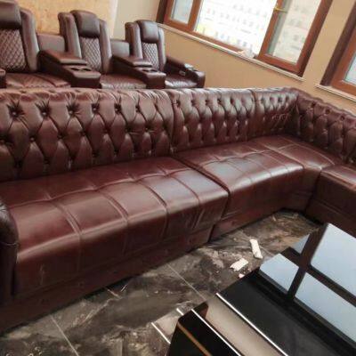 High-end villa home theater sofa movie hall luxury function leather combination electric sofa audio-visual room sofa