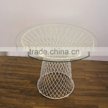 Glass top steel base Platner Table coffee table