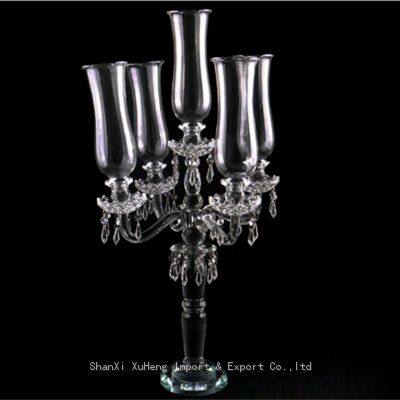 Event Wedding Table Decoration Centerpieces 5 Arms Clear Tall Crystal Candelabra