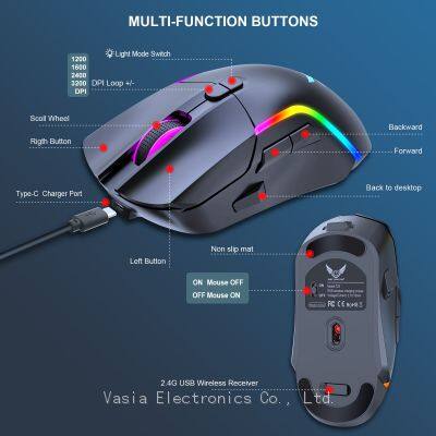 Opto-electronic RGB Lighting 8 Button Gaming Mouse Light Mouse With 3 Side Buttons photo-3