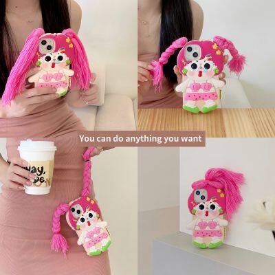 Cartoon Ugly Girl Pigtails Silicon Protective Shockproof Mobile Phone Accessories Cover Case For IPhone 11 12 13 14 15 Pro Max photo-2