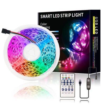 Factory direct sale 5V smart Led Strip Light Bluetooth app control Flexible 5050 Led Rgb Neon 5m Light Strip