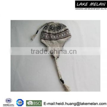 Hot Selling 100% Acrylic Knitted Earflap Hat With Jacquard Pattern