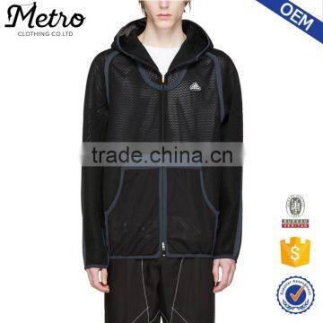 Fashion Custom Mens Black Mesh Sweat Hoodies