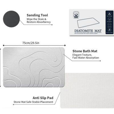 Factory Wholesale Quick Drying Diatomite Stone Bath Mat & Coasters for Bathroom, Kitchen, Office photo-5