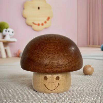 Music Box Mushroom Ornaments Solid Wood Music Box photo-3