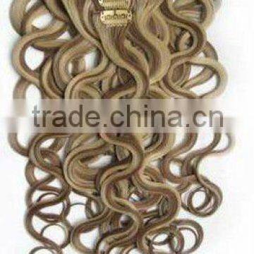 22inch body wave human hair clip in hair extension for african american