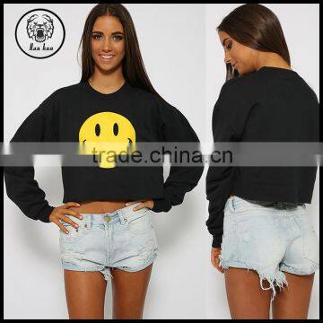 2015 Women Wholesale Custom Crewneck Smile Emoji Print Pullover Sweatshirt
