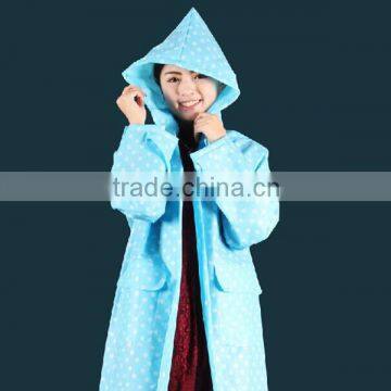 Fashion Women In Plastic Raincoats With Dot Print