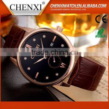 Best Quality Unisex Beautiful Custom Made Day/Date Cheapest Leather Fashion Watch