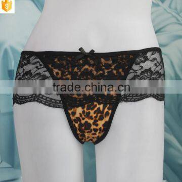 Extreme nylon lace fabric and leopard cotton women string